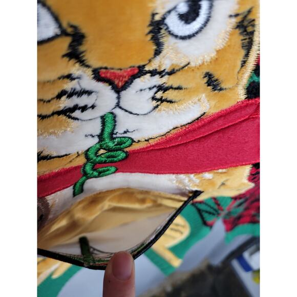 NWT Ugly Christmas Sweater Cat Santa Hat Drink Cup Holder Knit Sweater Medium - Picture 5 of 9